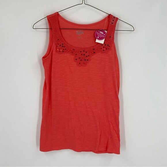 Justice Girls’ Round Neck Sleeveless Coral / Orange Tank Top size 16 - Picture 1 of 3